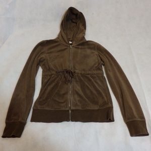 Blue Chic Brown Long Suede Zip Up Jacket